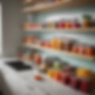 Aesthetic Kitchen Organization Colorful array of silicone pouches arranged in a modern kitchen