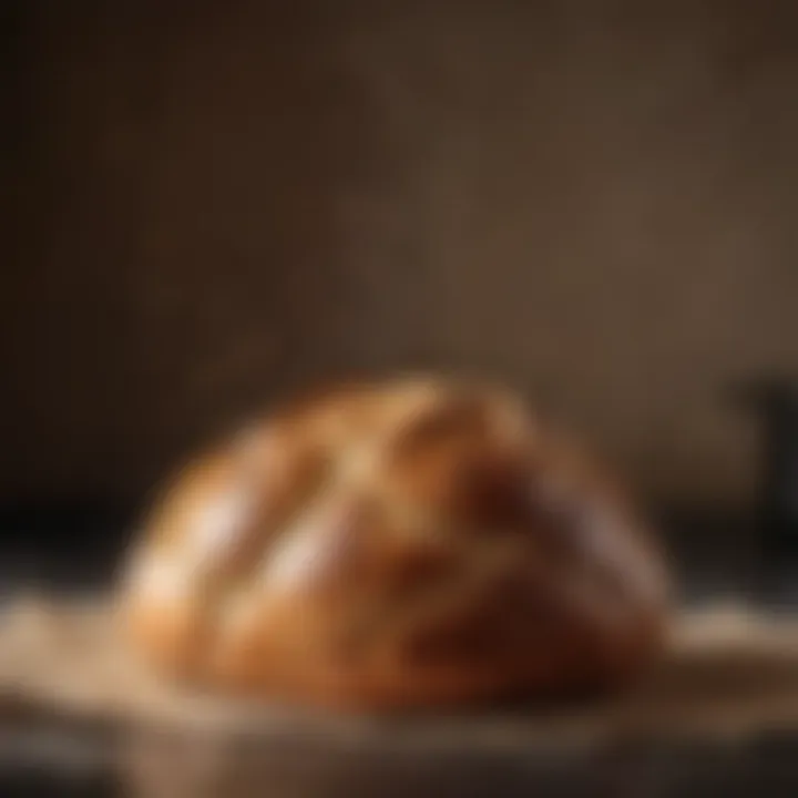 Freshly baked bread emerging from the oven