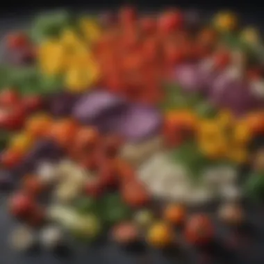 Colorful Ingredients for Culinary Delight An array of vibrant vegetables and herbs