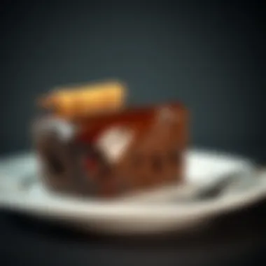 A rich chocolate cake topped with a glossy ganache