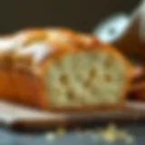 A freshly baked loaf of bread with a golden crust and soft interior