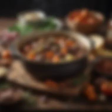 Fresh Ingredients for Beef Stew An array of fresh ingredients for making beef stew displayed elegantly