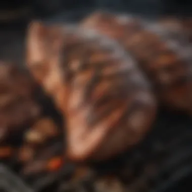 Delicious Smoky Flavored Grilled Meat Grilled meat with a smoky flavor on a pellet grill