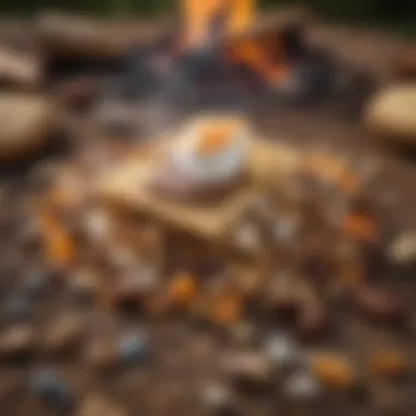 A vibrant outdoor scene featuring S'mores Trail Mix alongside a campfire setup