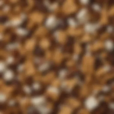 Delicious S'mores Trail Mix Ingredients A close-up view of S'mores Trail Mix showcasing chocolate, marshmallows, and graham cracker pieces