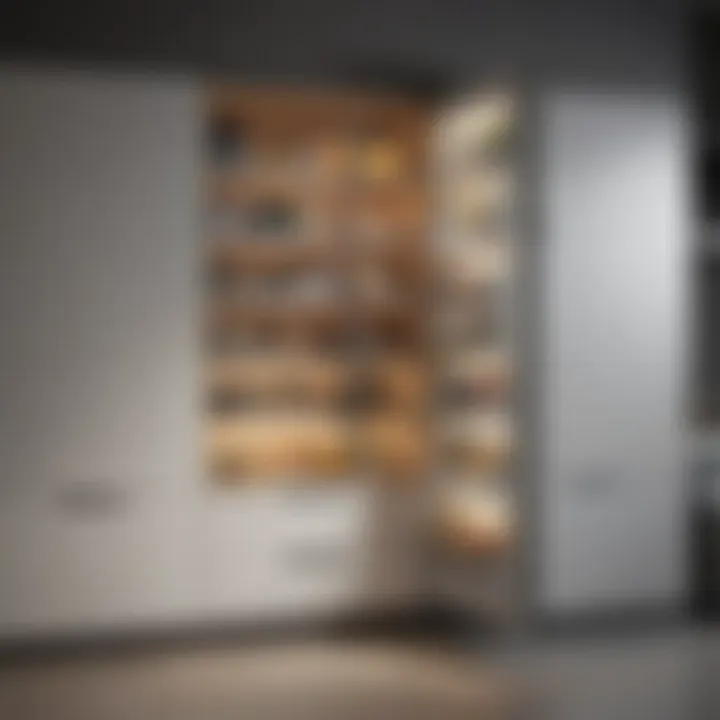 Functional storage cupboard with integrated lighting for visibility