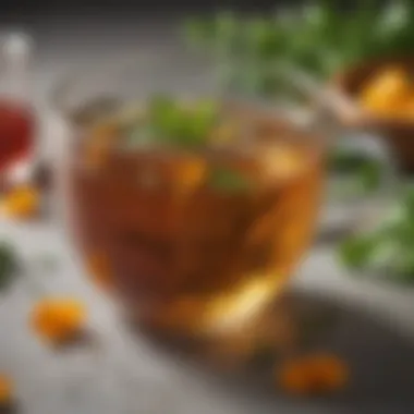 Calming Herbal Tea A serene cup of herbal tea infused with calming herbs