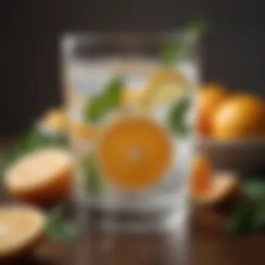 Citrus Infused Refreshment A refreshing glass of infused water with slices of citrus and herbs
