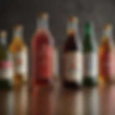 Diverse Stress Relief Options An elegant display of bottles containing various stress relief beverages