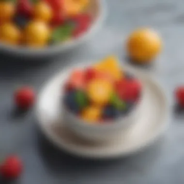 Ceramic Charm with Seasonal Delights Stylish ceramic dish set with summer fruits