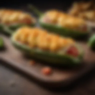 Artistic presentation of stuffed jalapeno poppers