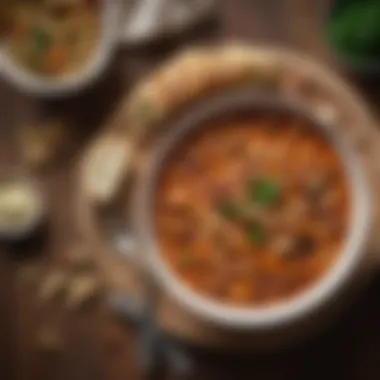 Hearty Pasta e Fagioli A bowl of hearty Pasta e Fagioli showcasing beans and pasta in a rich broth