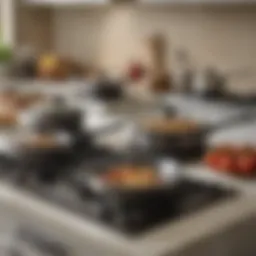 A T-Fal cookware set displayed elegantly on a kitchen counter