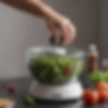 Spinning mechanism demonstration of the Target Oxo salad spinner