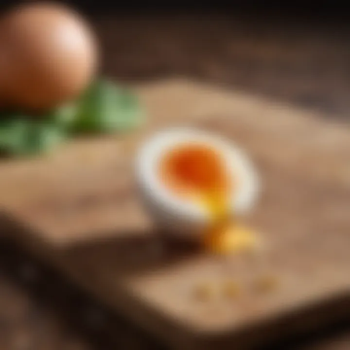 A peeled hard-boiled egg on a cutting board