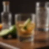 Elegant tequila glass on a wooden table