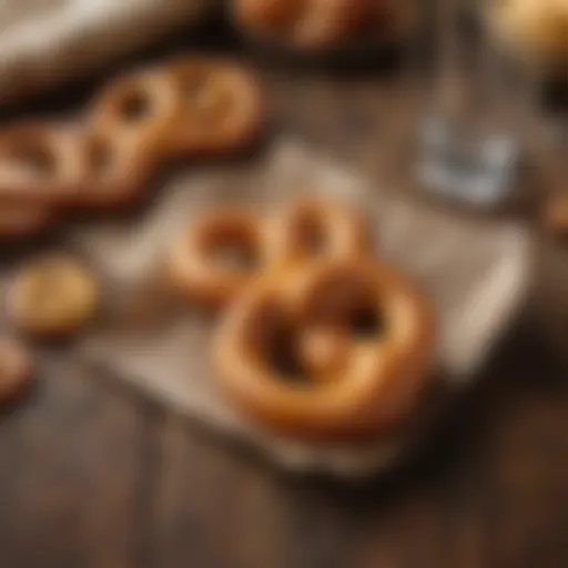 A golden Disney pretzel on a rustic table