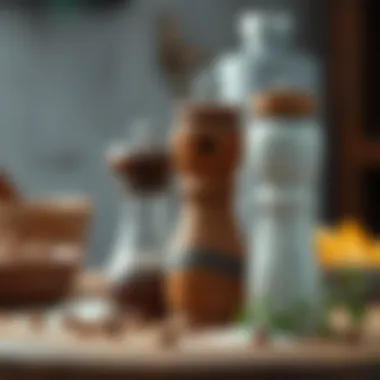 Artistic wooden salt and pepper grinders with unique textures