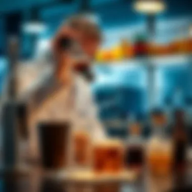 The Science of Brewing: Analyzing Ingredients Scientist analyzing the chemical composition of beer ingredients