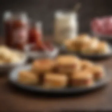 Plated biscuits served with condiments