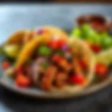 Plated Pork Al Pastor Delight A beautifully plated pork al pastor dish with tortillas and garnishes