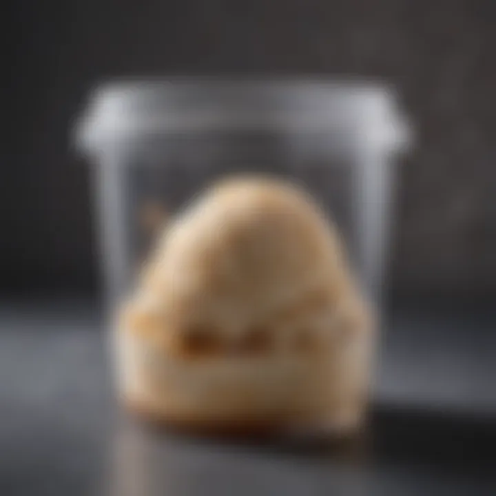 A close-up of an airtight ice cream container emphasizing the seal