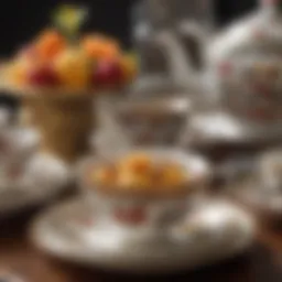 A vintage tea set used in royal gatherings, symbolizing tradition.