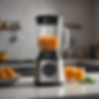 A sleek and modern quiet blender on a kitchen countertop.