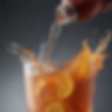 Close-up of a fizzy drink being poured from a freshly made soda