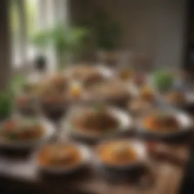 Plant-Based Feast A dining table set with various plant-based dishes for sharing