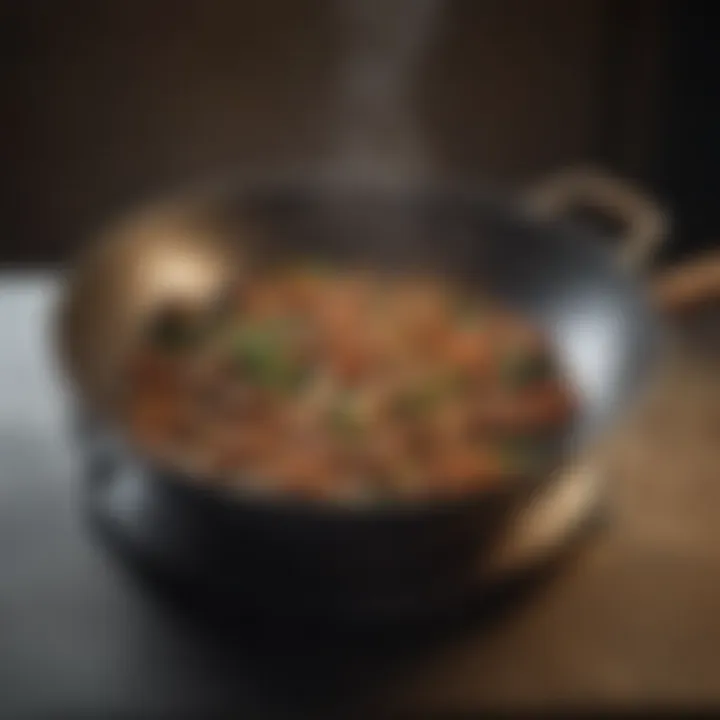 A close-up of a well-maintained wok after cleaning