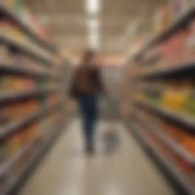 Maximizing Efficiency: Navigating the Grocery Store with Purpose A shopper efficiently navigating through a grocery store