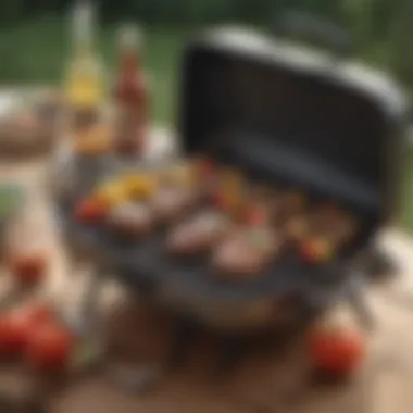 Portable Grill and Carrying Case A portable grill with a carrying case displayed on a table