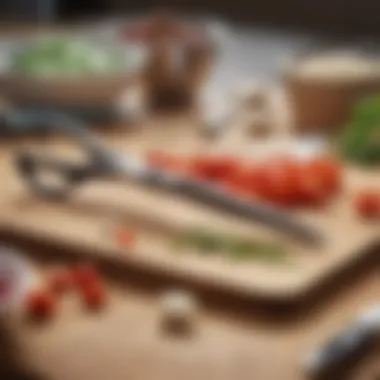 Illustration of various uses for scissors in culinary tasks