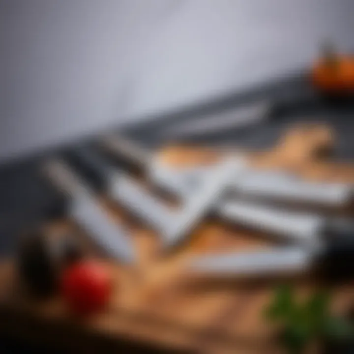 Types of Pairing Knives Various types of pairing knives displayed on a wooden cutting board