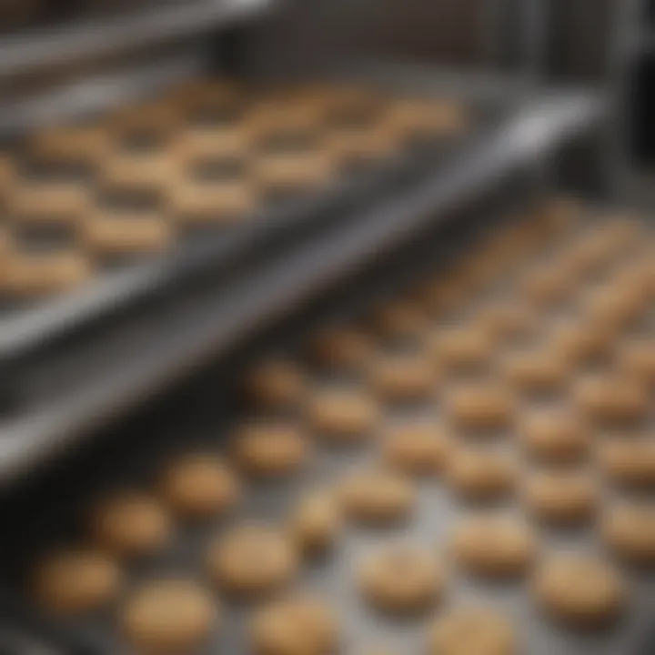 Efficiency metrics displayed on a high-tech cookie baking machine.