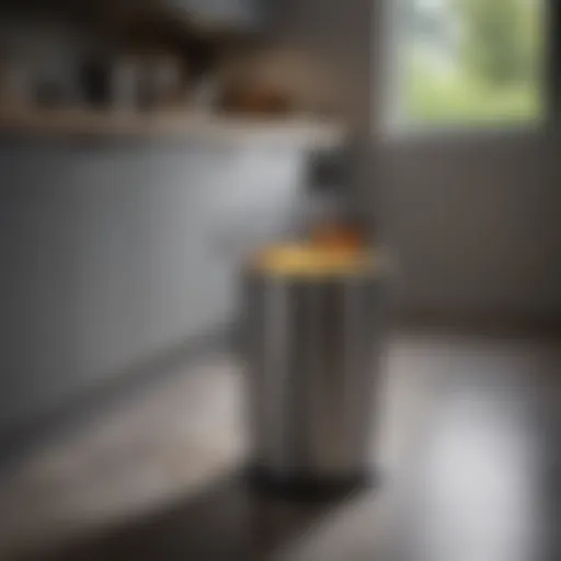 Elegant butterfly open trash can in a modern kitchen setting