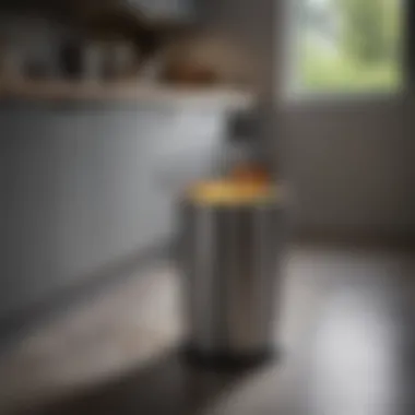 Elegant Butterfly Open Trash Can Elegant butterfly open trash can in a modern kitchen setting