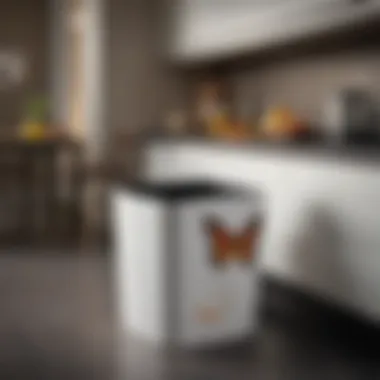Stylish Integration with Kitchen Decor Stylish integration of a butterfly trash can with kitchen decor