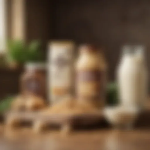 A variety of soy products including tofu and soy milk arranged aesthetically.