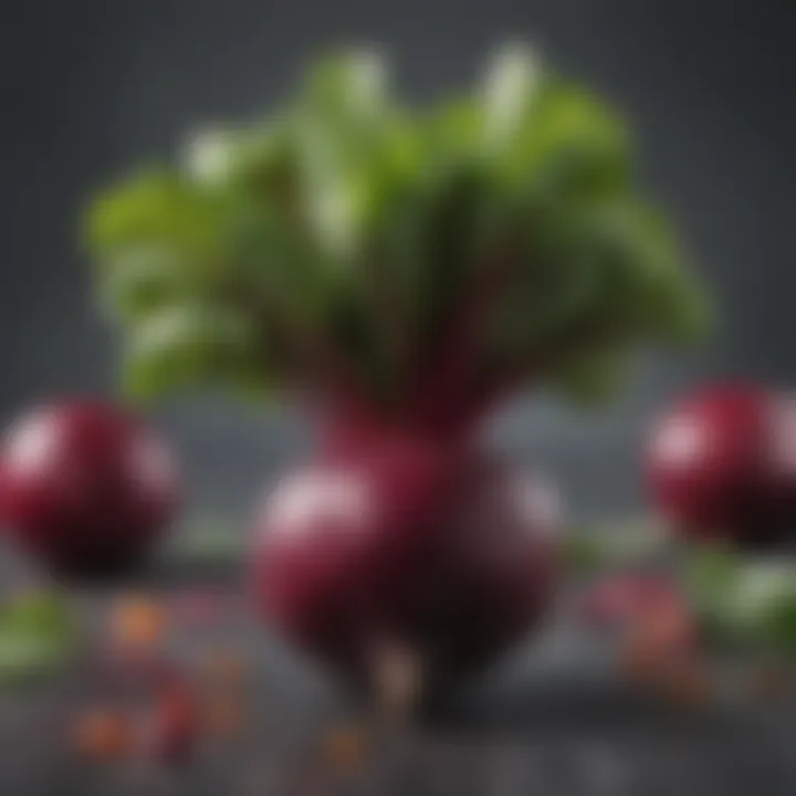 A brain illustration with beets highlighting cognitive benefits