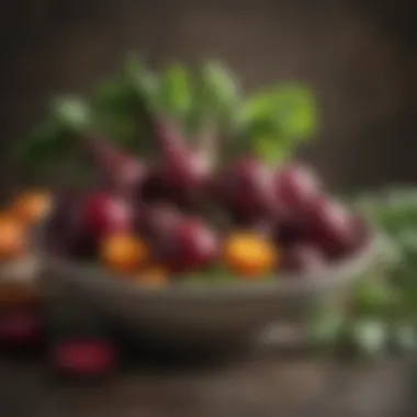 Incorporating Beets into Your Diet A bowl of fresh beets surrounded by herbs and spices