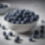 Close-up of fresh blueberries in a bowl