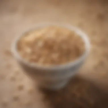 A close-up of rolled oats in a stylish bowl