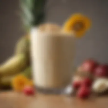 Tropical Oat Smoothie Blend A creative combination of oats and tropical fruits in a blender
