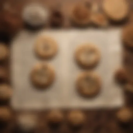 A historical display of ancient cookie recipes hand-written on parchment.