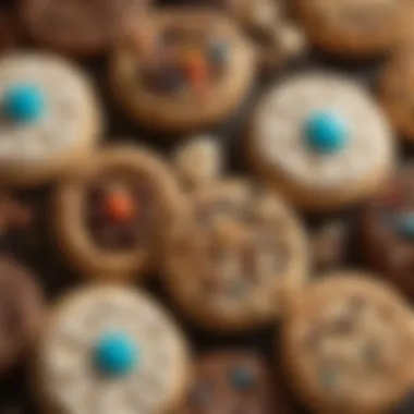 Innovative Cookie Designs An artistic arrangement of modern cookie adaptations, featuring innovative designs and flavors.