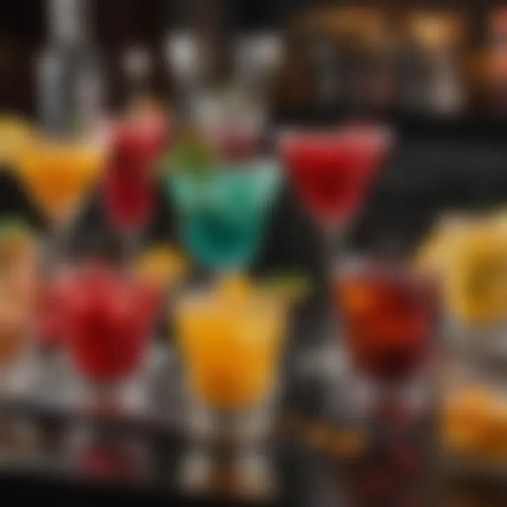 A vibrant assortment of ready cocktails showcasing diverse colors and textures.