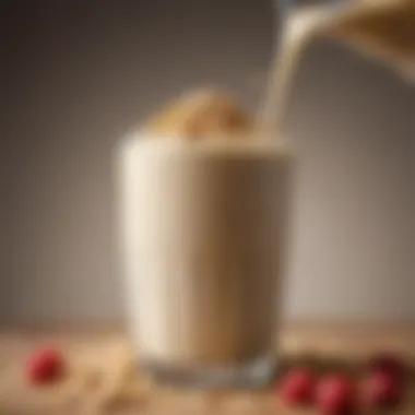 A close-up of oatmeal being blended into a creamy smoothie