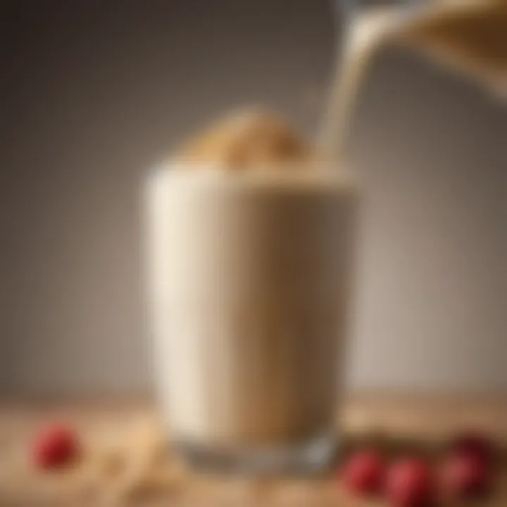 A close-up of oatmeal being blended into a creamy smoothie